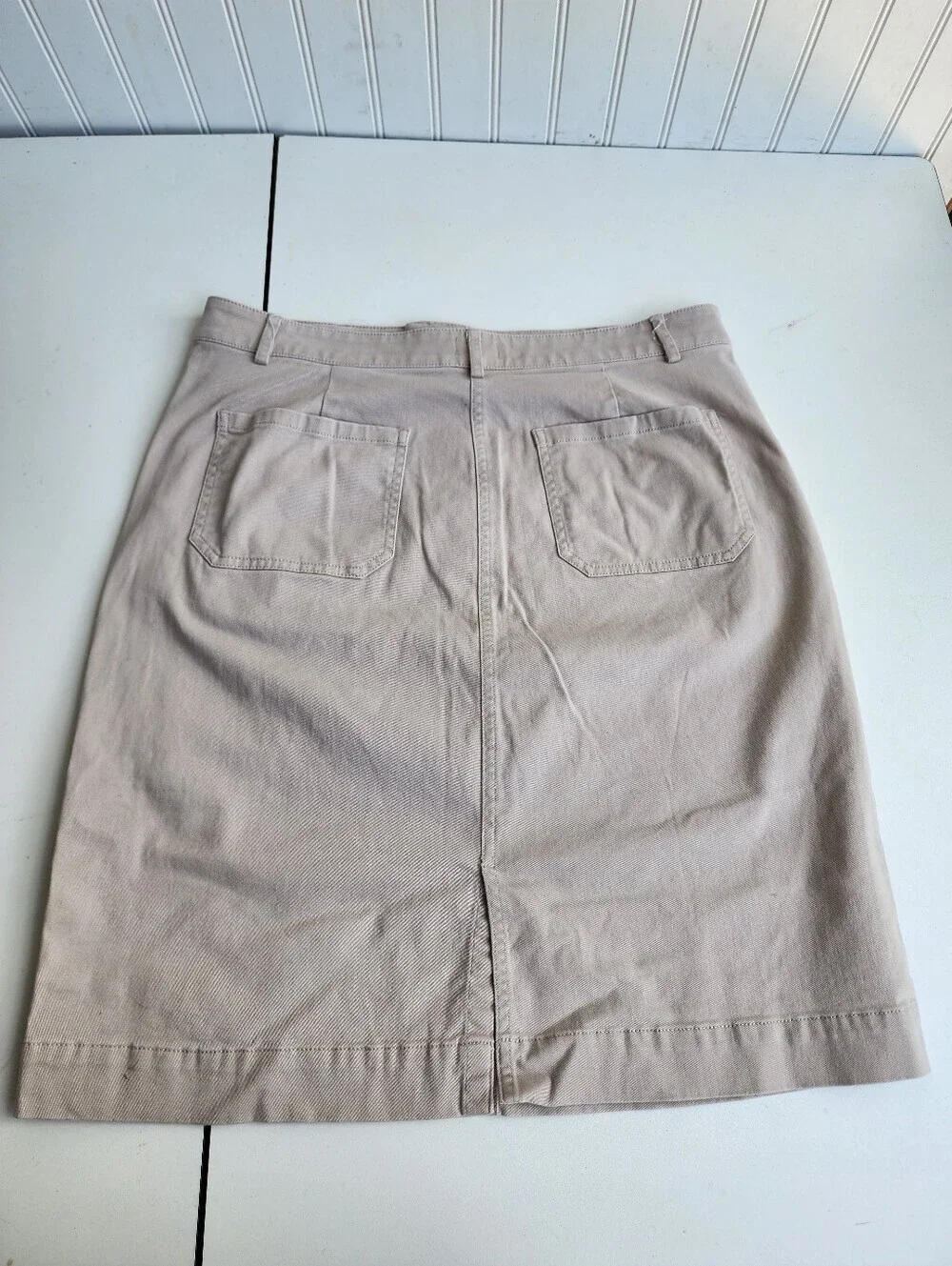 J.Crew Womens Classic Beige Chino Twill Pencil Skirt Cotton Blend Sz 12